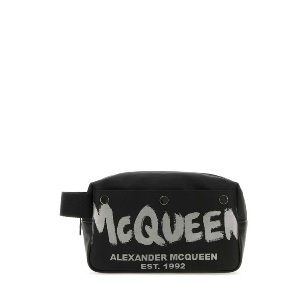 Alexander Mcqueen Men Black Fabric Mcqueen Graffiti Beauty Case
